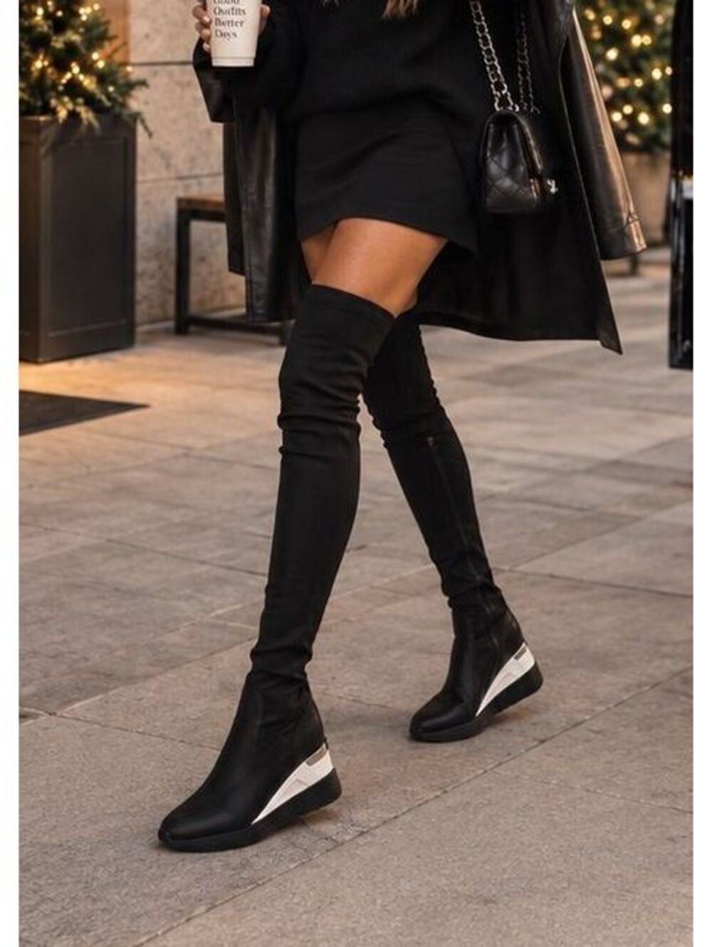 Michael Kors Ace Stretch High Over Knee Sneaker Boots Black Size ~6.5